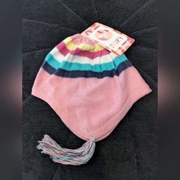 Roxy teenie wahine Beanie hat from ROXY. Baby sz 6-12 m, pink striped NWT - Picture 2 of 10
